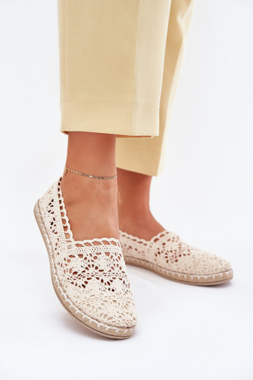 espadrilės iš nėrinių  smėlio spalvos Adelira 2