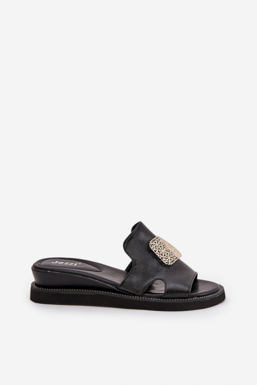 Juodos spalvos moteriškos šlepetės su...