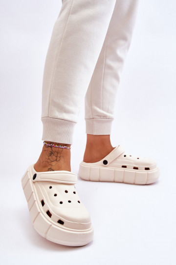 Crocs tipo šlepetės su paaukštinta platforma smėlio spalvos Beckett 2