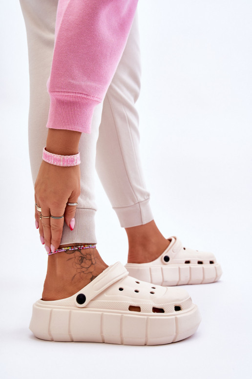 Crocs tipo šlepetės su paaukštinta platforma smėlio spalvos Beckett