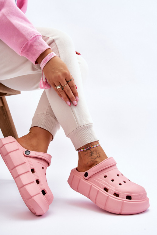 Crocs tipo šlepetės su paaukštinta platforma rožinės spalvos Beckett