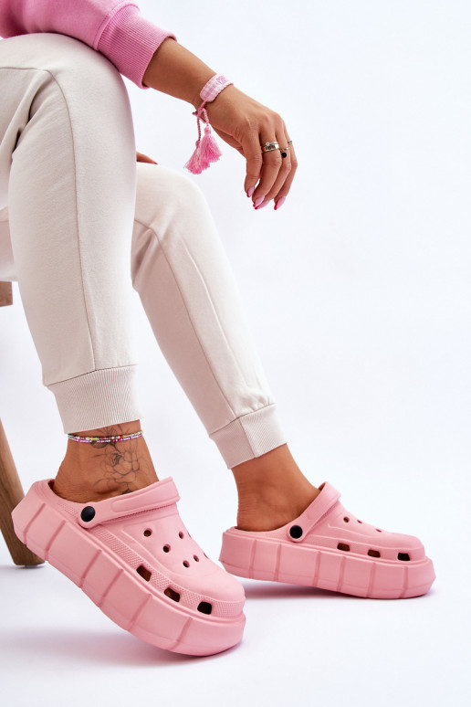 Crocs tipo šlepetės su paaukštinta platforma rožinės spalvos Beckett