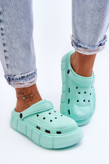 Crocs tipo šlepetės su paaukštinta platforma mėtinės spalvos Beckett 2