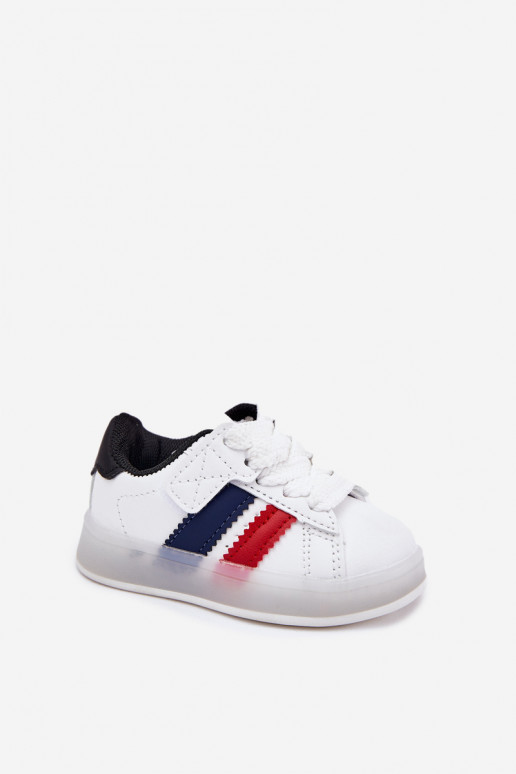 Vaikiški sportiniai bateliai "Sneakers" modelio su žėrinčiu padu, baltos-juodos spalvos "Arielle"