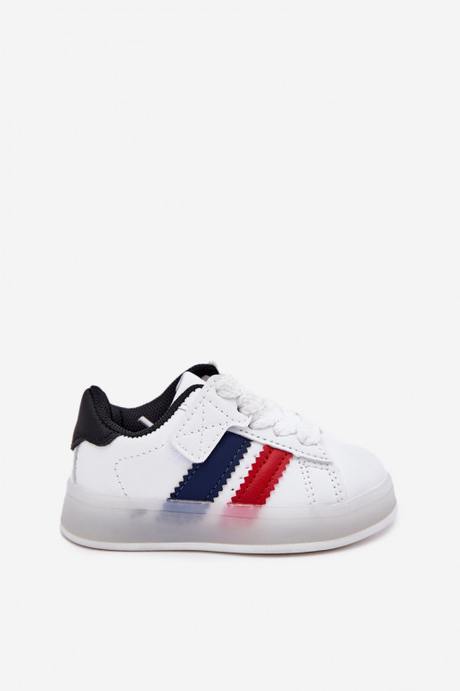 Vaikiški sportiniai bateliai "Sneakers" modelio su žėrinčiu padu, baltos-juodos spalvos "Arielle"