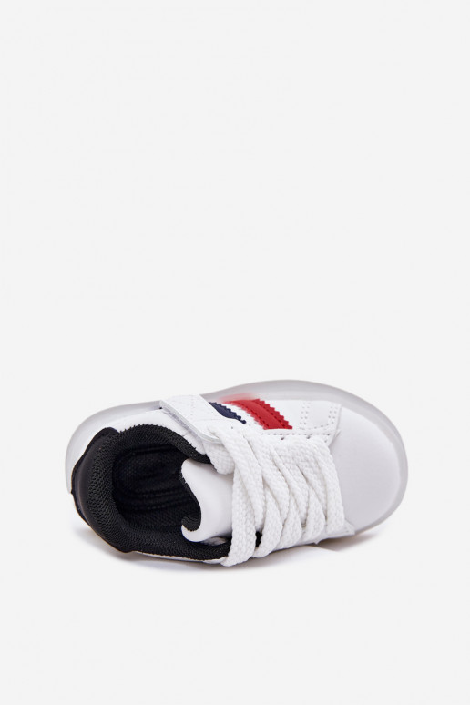Vaikiški sportiniai bateliai "Sneakers" modelio su žėrinčiu padu, baltos-juodos spalvos "Arielle"