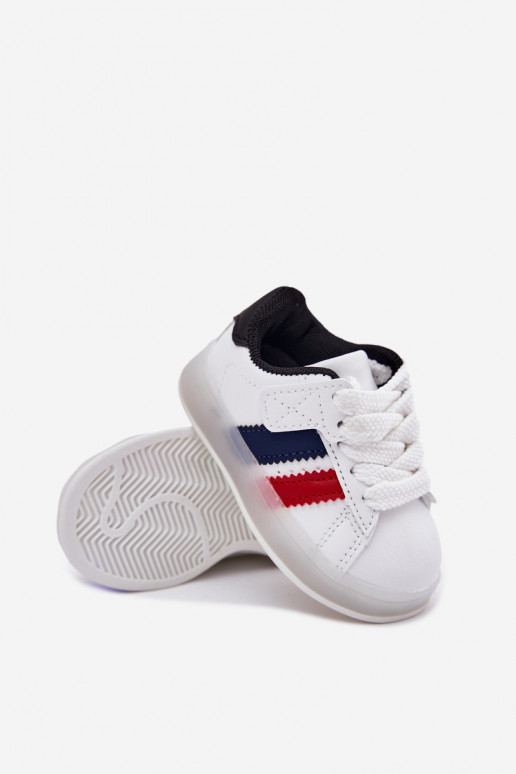 Vaikiški sportiniai bateliai "Sneakers" modelio su žėrinčiu padu, baltos-juodos spalvos "Arielle"