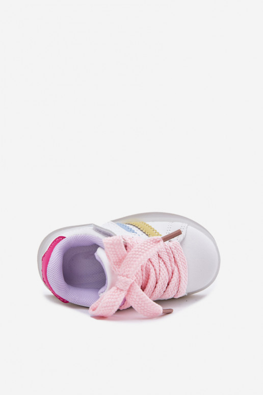 Vaikiški sportiniai bateliai "Sneakers" modelio su žėrinčiu padu, baltos-rožinės spalvos "Arielle"