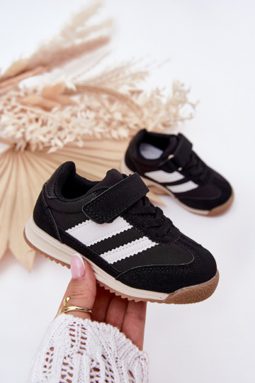 Vaikiški  modelio batai sportiniai bateliai su lipniais užsegimais Juodos spalvos Viona