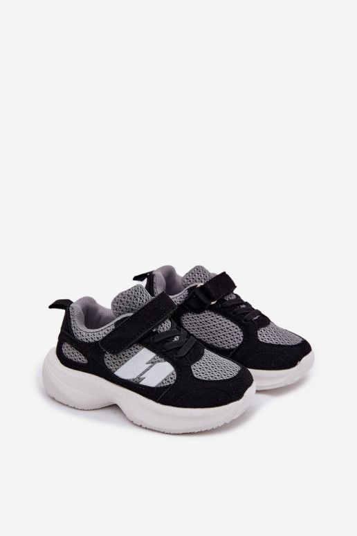 sportiniai bateliai  modelio batai Vaikiški su lipniais užsegimais Juodos ir-pilkos spalvos Selinea sportiniai bateliai  modelio batai Vaikiški su lipniais užsegimais Juodos ir-pilkos spalvos Selinea