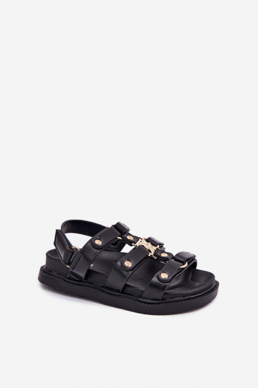 Vaikiški sandalai Ze aukso spalvosm Detalem Juodos spalvos Lunessa Vaikiški sandalai Ze aukso spalvosm Detalem Juodos spalvos Lunessa