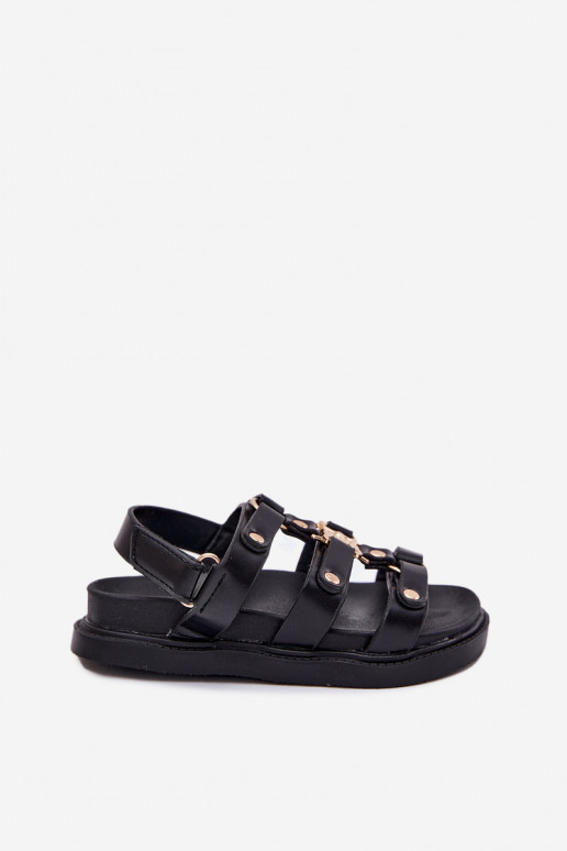Vaikiški sandalai Ze aukso spalvosm Detalem Juodos spalvos Lunessa Vaikiški sandalai Ze aukso spalvosm Detalem Juodos spalvos Lunessa