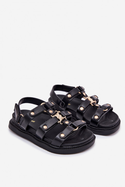 Vaikiški sandalai Ze aukso spalvosm Detalem Juodos spalvos Lunessa Vaikiški sandalai Ze aukso spalvosm Detalem Juodos spalvos Lunessa