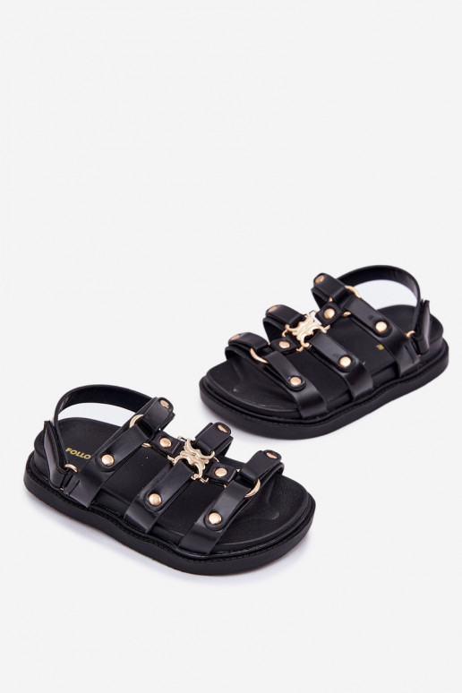 Vaikiški sandalai Ze aukso spalvosm Detalem Juodos spalvos Lunessa Vaikiški sandalai Ze aukso spalvosm Detalem Juodos spalvos Lunessa