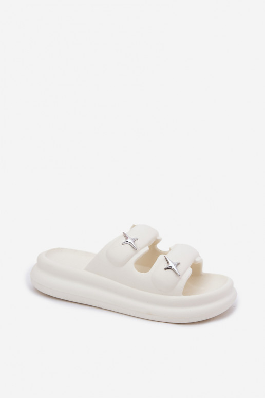  Moteriškos šlepetės su platforma dramblio kaulo spalvos Falowena