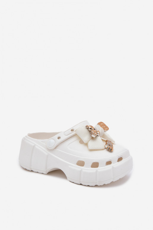 Šlepetės Vaikiški Vaikiški  su kaspinais I Ozdobami baltos spalvos Selvana