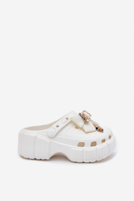 Šlepetės Vaikiški Vaikiški  su kaspinais I Ozdobami baltos spalvos Selvana