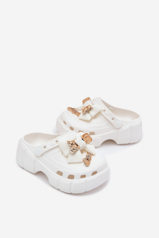 Šlepetės Vaikiški Vaikiški  su kaspinais I Ozdobami baltos spalvos Selvana