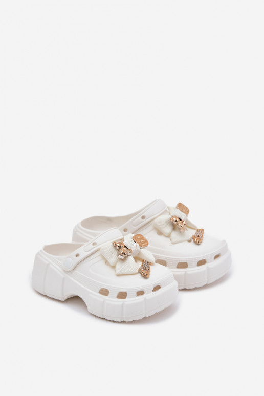 Šlepetės Vaikiški Vaikiški  su kaspinais I Ozdobami baltos spalvos Selvana