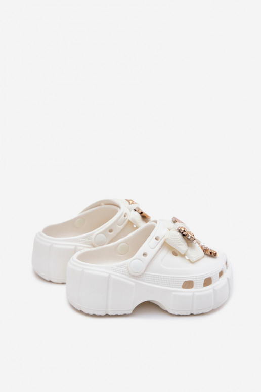 Šlepetės Vaikiški Vaikiški  su kaspinais I Ozdobami baltos spalvos Selvana