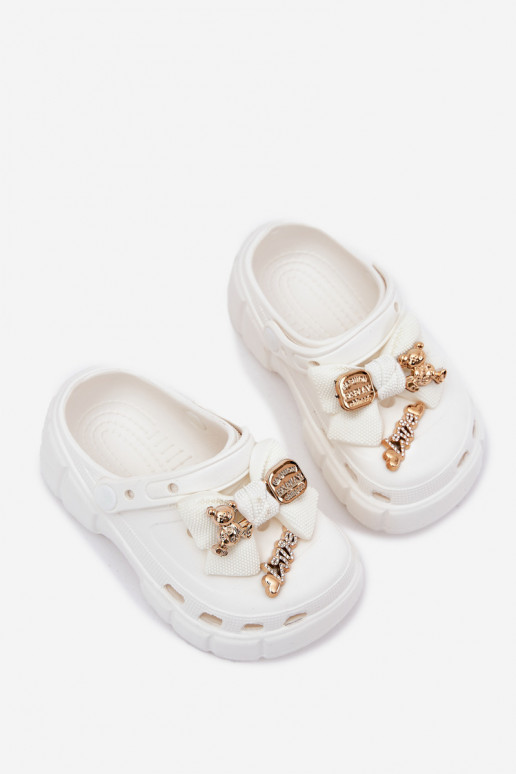 Šlepetės Vaikiški Vaikiški  su kaspinais I Ozdobami baltos spalvos Selvana