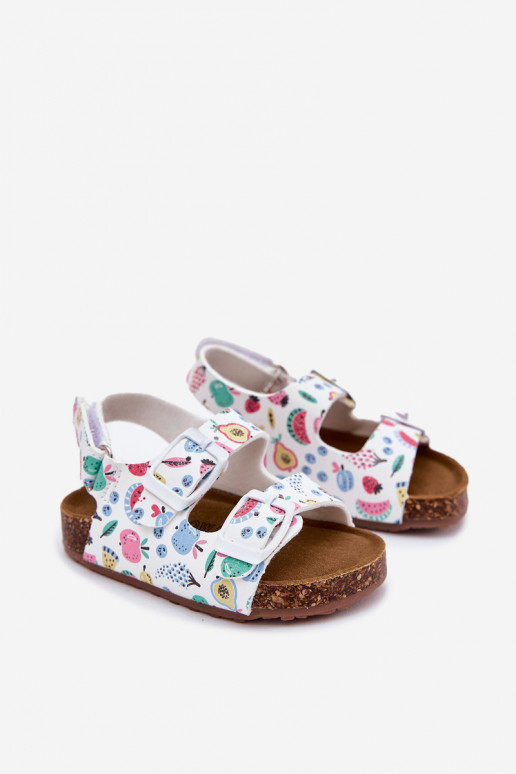 Vaikiškos basutės  su sagtimis Owoce baltos spalvos Thessa