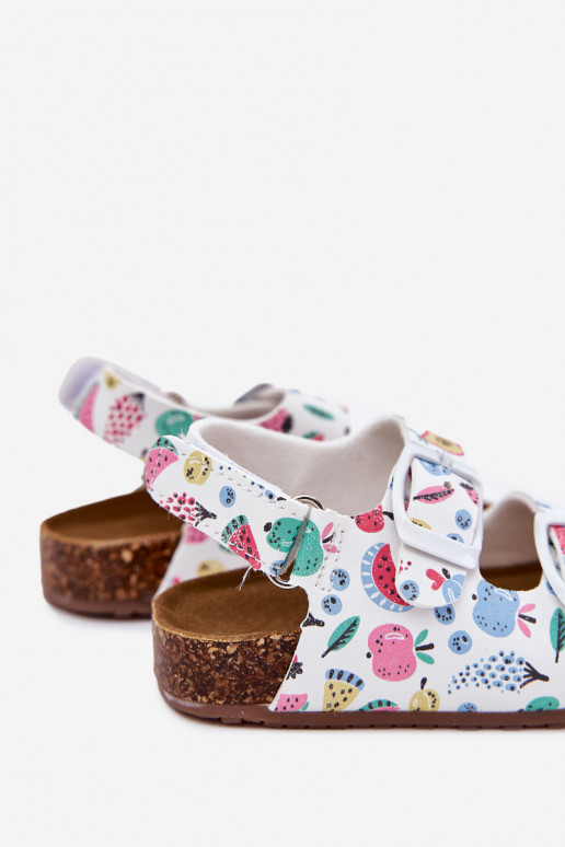 Vaikiškos basutės  su sagtimis Owoce baltos spalvos Thessa