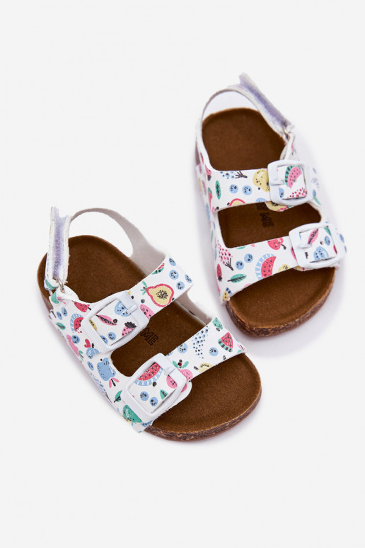 Vaikiškos basutės  su sagtimis Owoce baltos spalvos Thessa