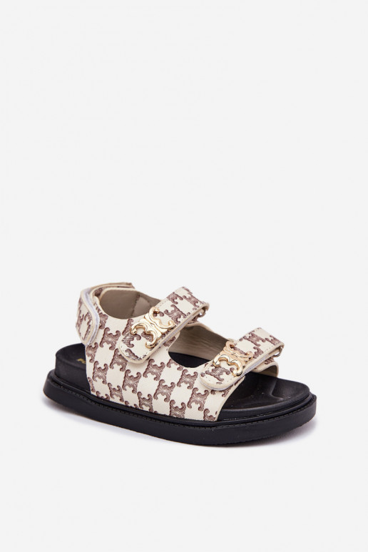 Vaikiškos basutės su lipniais užsegimais Ze aukso spalvosmi Detalami smėlio spalvos Cavina Vaikiškos basutės su lipniais užsegimais Ze aukso spalvosmi Detalami smėlio spalvos Cavina