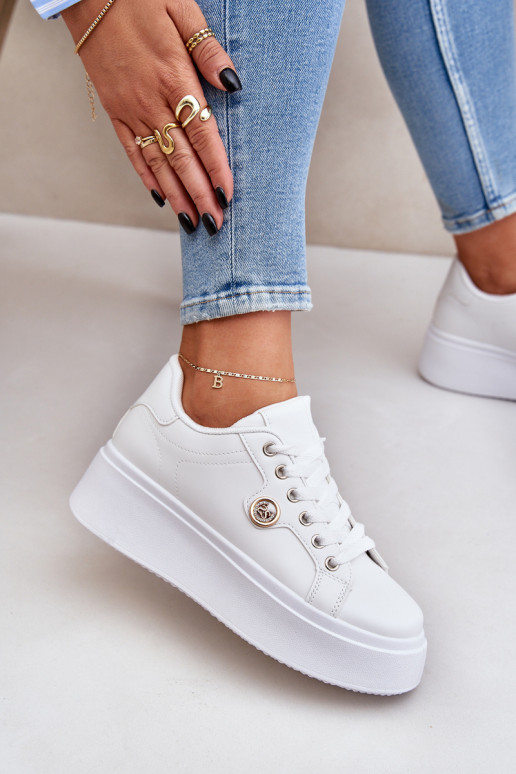 Eko    modelio batai su platforma Ze aukso spalvosm Detalem baltos spalvos Zingie