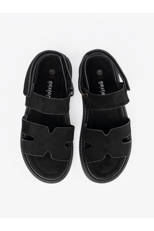 basutės juodos spalvos su platforma z wycięciami