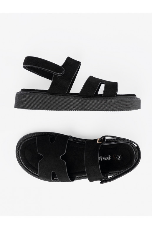 basutės juodos spalvos su platforma z wycięciami