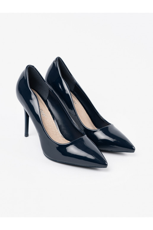 tamsiai mėlynos spalvos  aukštakulniai su plonu kulniuku