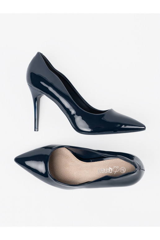 tamsiai mėlynos spalvos  aukštakulniai su plonu kulniuku