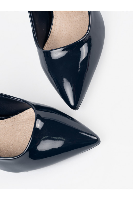 tamsiai mėlynos spalvos  aukštakulniai su plonu kulniuku