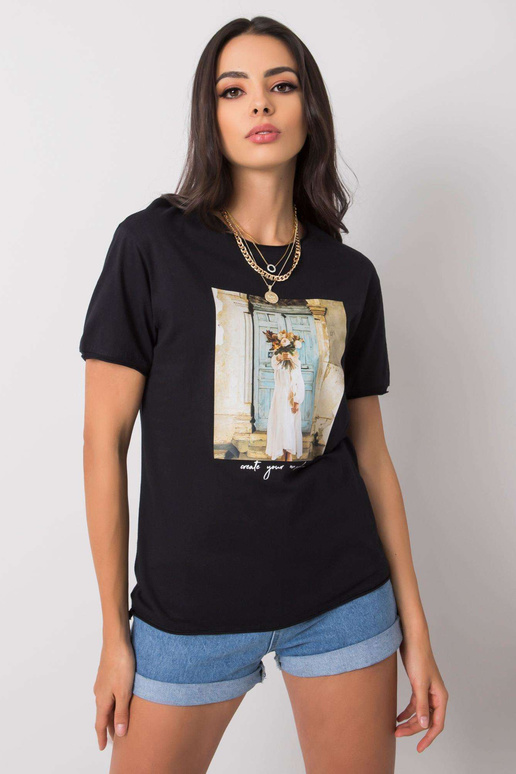 Juodi marškinėliai su Benthe raštu