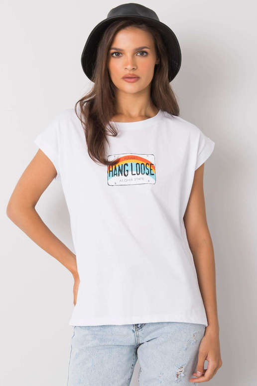 Balti marškinėliai su Aloha raštu