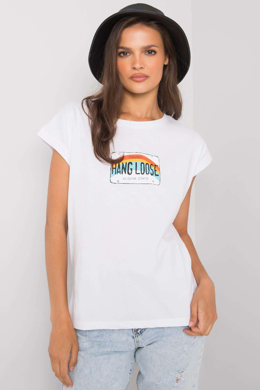 Balti marškinėliai su Aloha raštu