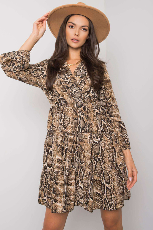 Smėlio ir juodos spalvos suknelė su...