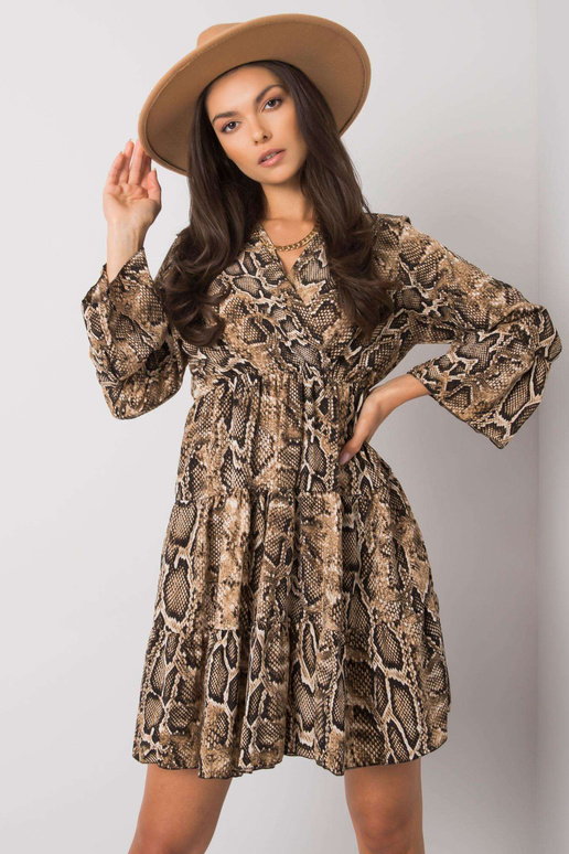 Smėlio ir juodos spalvos suknelė su...