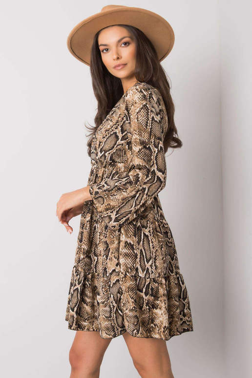 Smėlio ir juodos spalvos suknelė su...