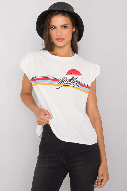 Ecru marškinėliai su Malibu raštu Ecru marškinėliai su Malibu raštu