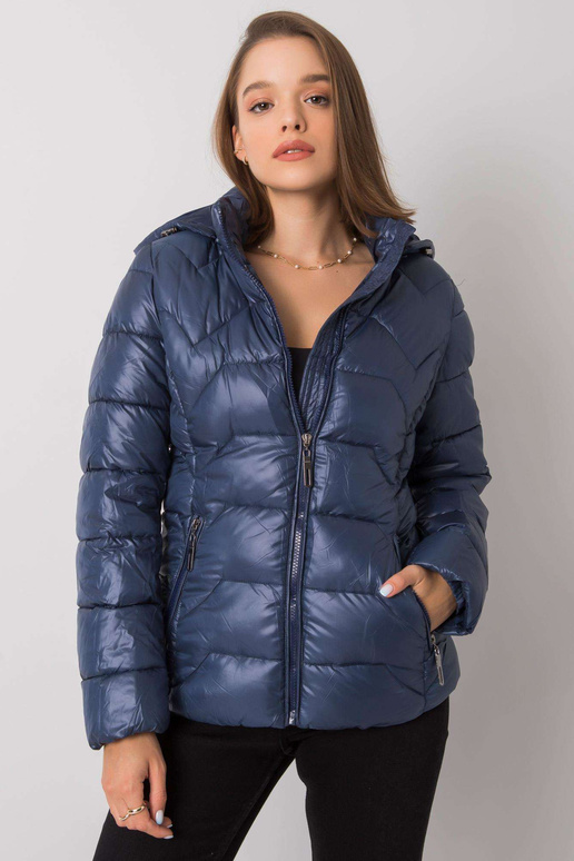 Ashlyn tamsiai mėlyna dygsniuota striukė