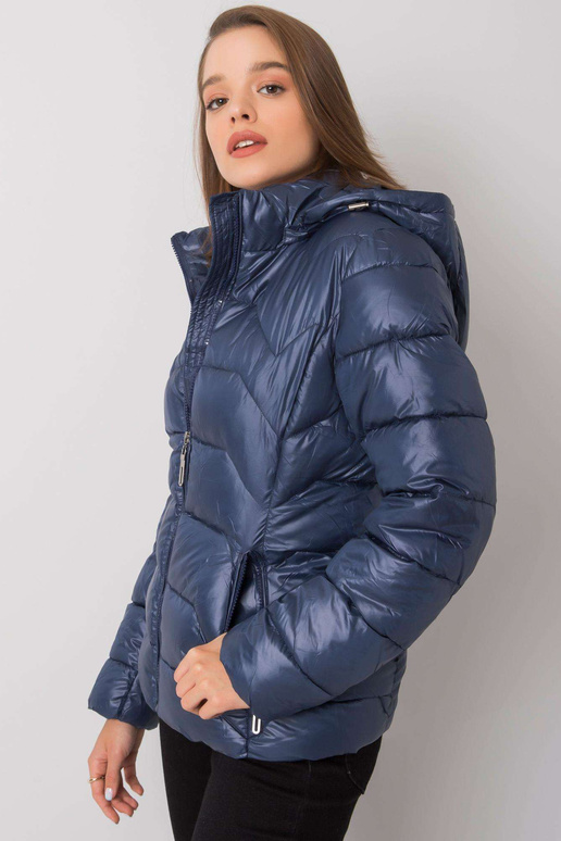 Ashlyn tamsiai mėlyna dygsniuota striukė