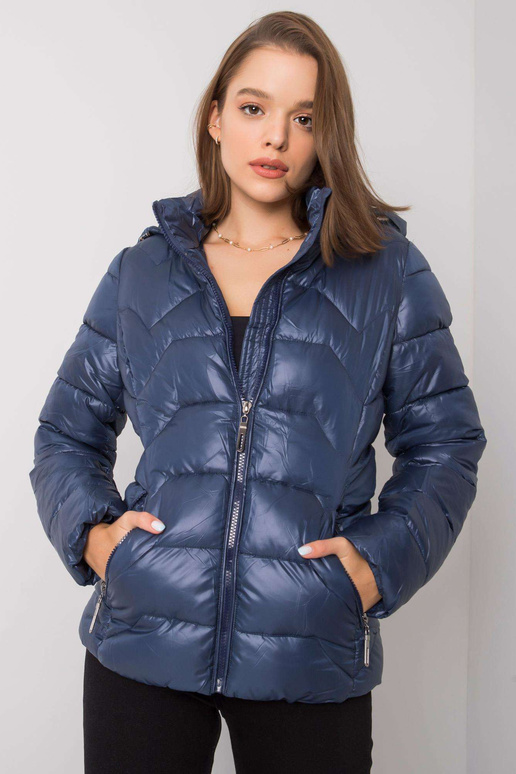 Ashlyn tamsiai mėlyna dygsniuota striukė