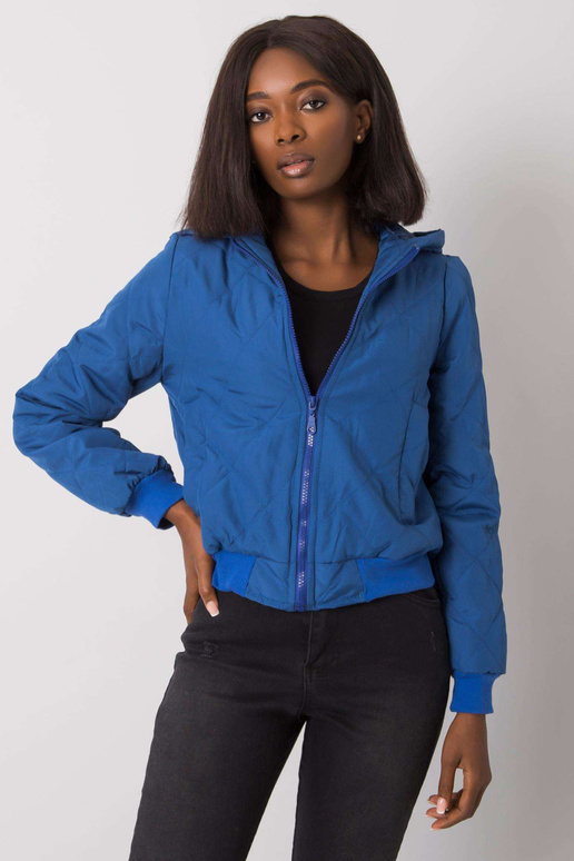 Tamsiai mėlyna dygsniuota striukė su...