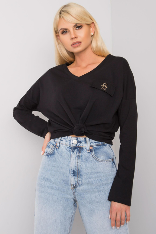 Bianca juoda V formos kaklo palaidinė Bianca juoda V formos kaklo palaidinė