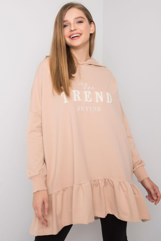 Smėlio spalvos oversize tunika su... Smėlio spalvos oversize tunika su...