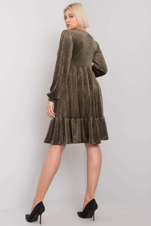 Chaki spalvos veliūrinė suknelė su... Chaki spalvos veliūrinė suknelė su...