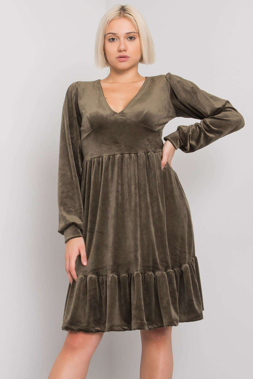 Chaki spalvos veliūrinė suknelė su... Chaki spalvos veliūrinė suknelė su...